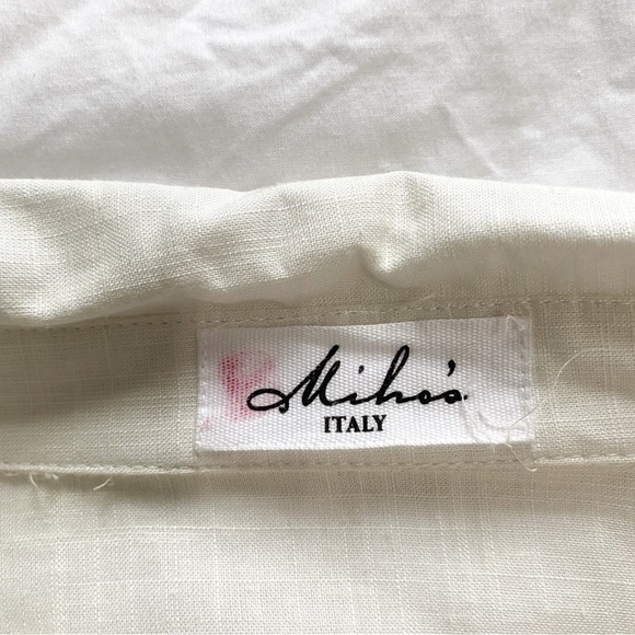 MIHO CREAM BUTTON FRONT EMBROIDERED PUFFY BOHEMIAN TUNIC BLOUSE - Picture 8 of 12